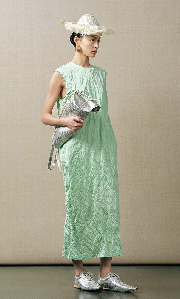 ZHUCHONGYUN V-neck sleeveless straight cut slit midi dress-BARN.