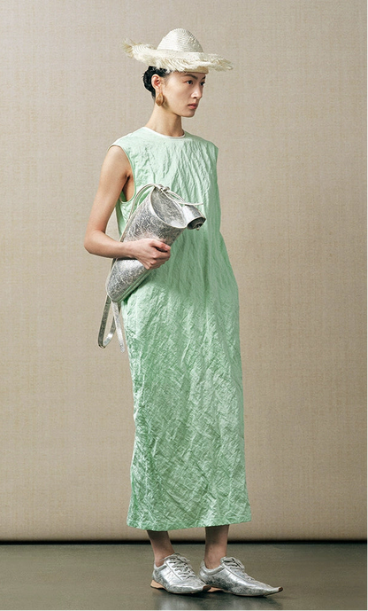 ZHUCHONGYUN V-neck sleeveless straight cut slit midi dress-BARN.