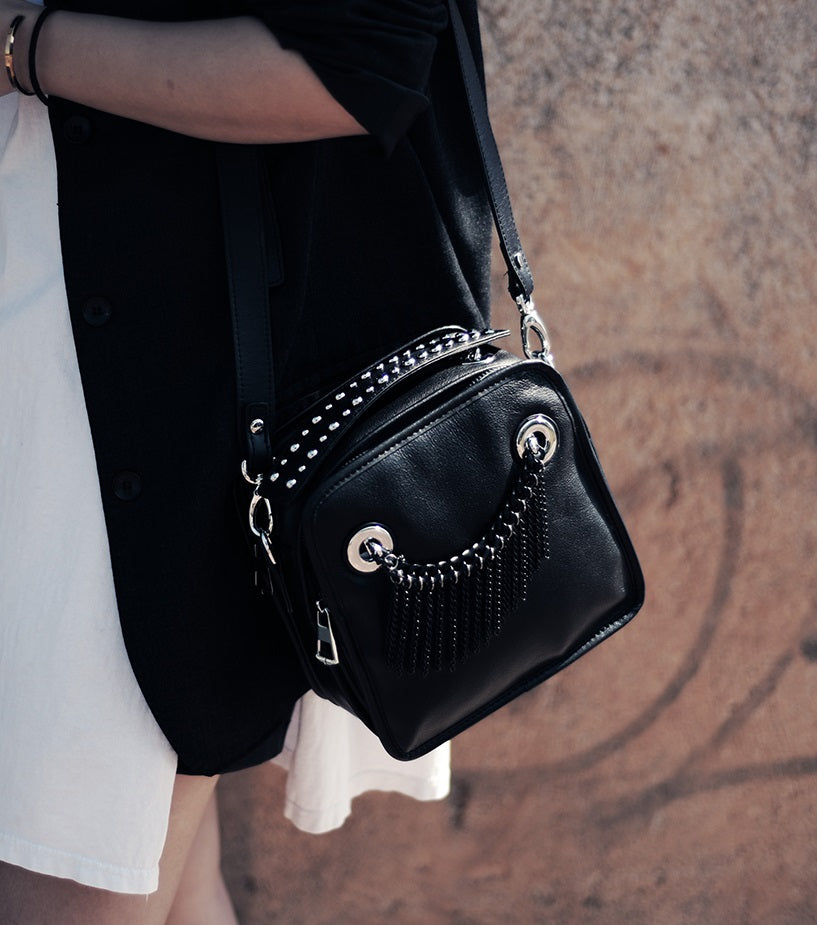 IUBallet Elegant Messenger Leather Black Bag - DANEL.