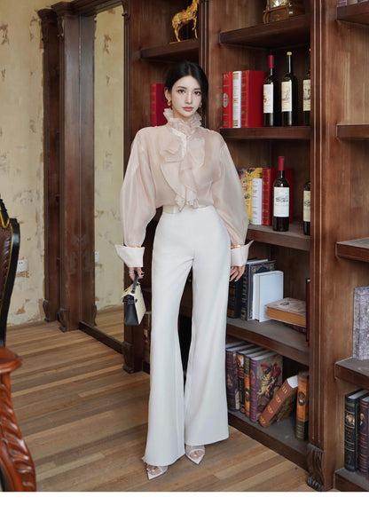 ATELIER MISS LU Court Wind Pleated Design Shirt Top - AUDIT