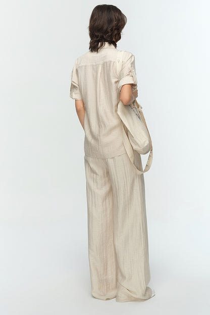 COMME MOI summer women's lapel loose short-sleeved shirt - EEMA.