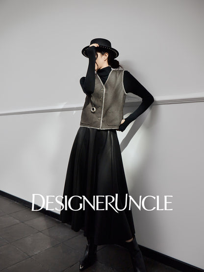 DGU|Leather Vest Light Luxury Commuting Loose and Versatile Design Shoulder Top - Stephan.