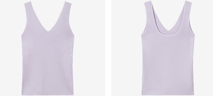 COMME MOI  Summer Acetate V-Neck Tight Knit Vest - AURORA.