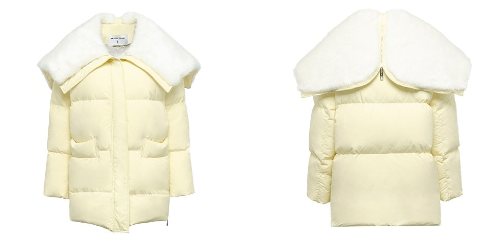 YES BY YESIR autumn women's versatile lapel quilt down jacket - Jialls