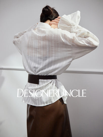 DGU "Hibiscus" white new design loose commuting versatile slimming top - ARCANE.