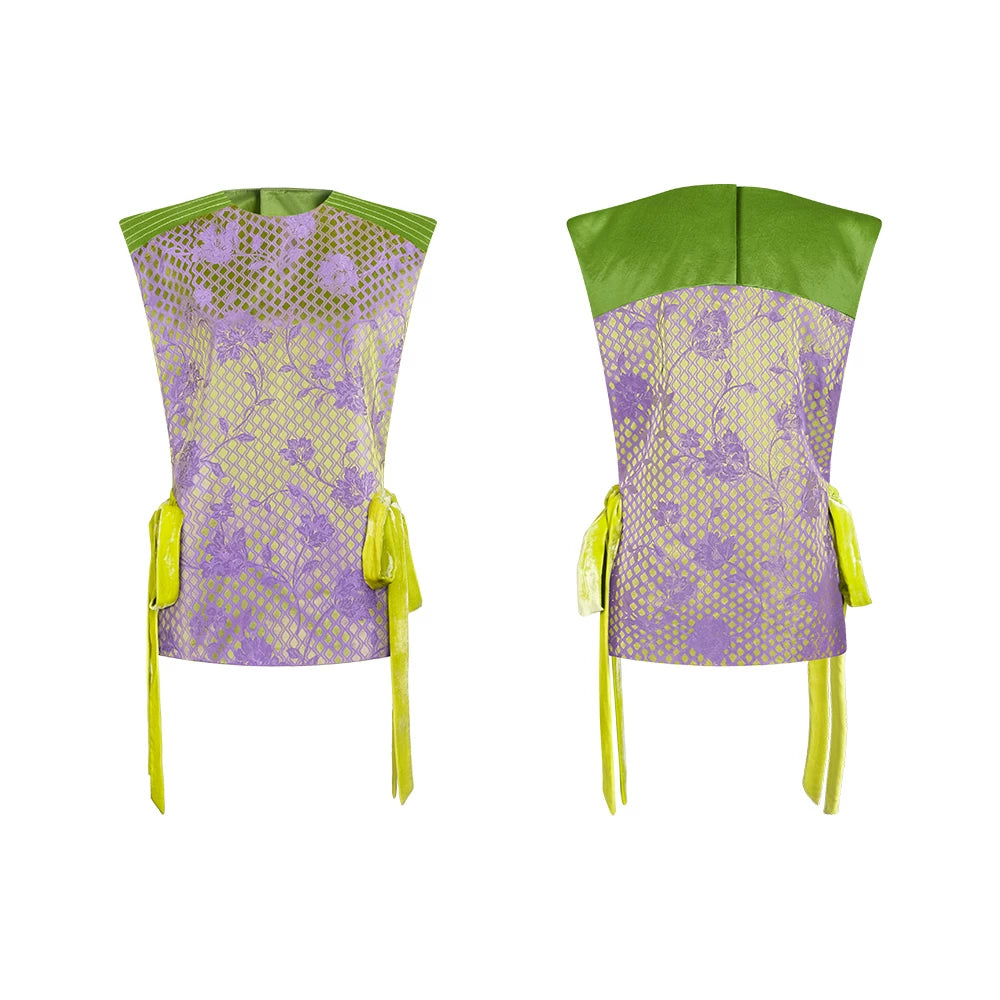 TUYUE Silk Velvet Satin Weave Silhouette Lace-up Vest- MICHEAL.