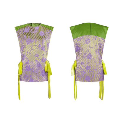 TUYUE Silk Velvet Satin Weave Silhouette Lace-up Vest- MICHEAL.