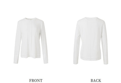 ZHUCHONGYUN white loose crew neck long-sleeved modal top-NATIE.