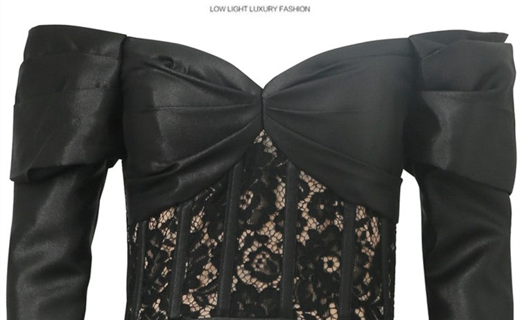 DOLLY Luxury  French Style Off Shoulder Long Sleeve Corset Banquet Dress-JOLIE