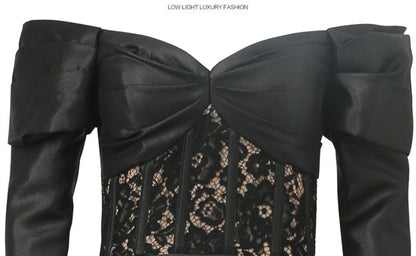 DOLLY Luxury  French Style Off Shoulder Long Sleeve Corset Banquet Dress-JOLIE