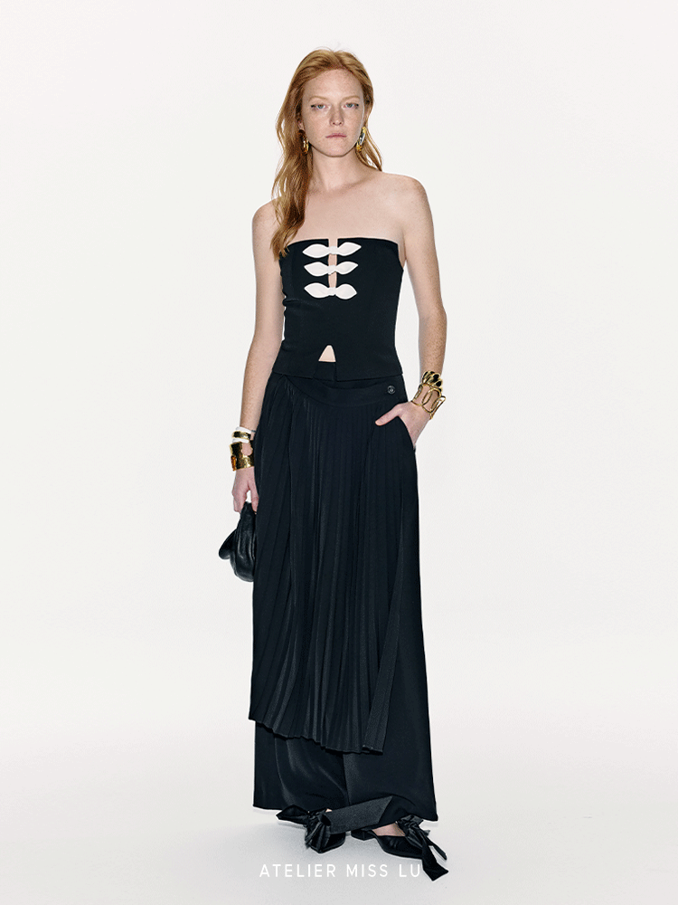 ATELIER MISS LU Fall/Winter deconstructed pleated panelled pants - CLEMENTINE