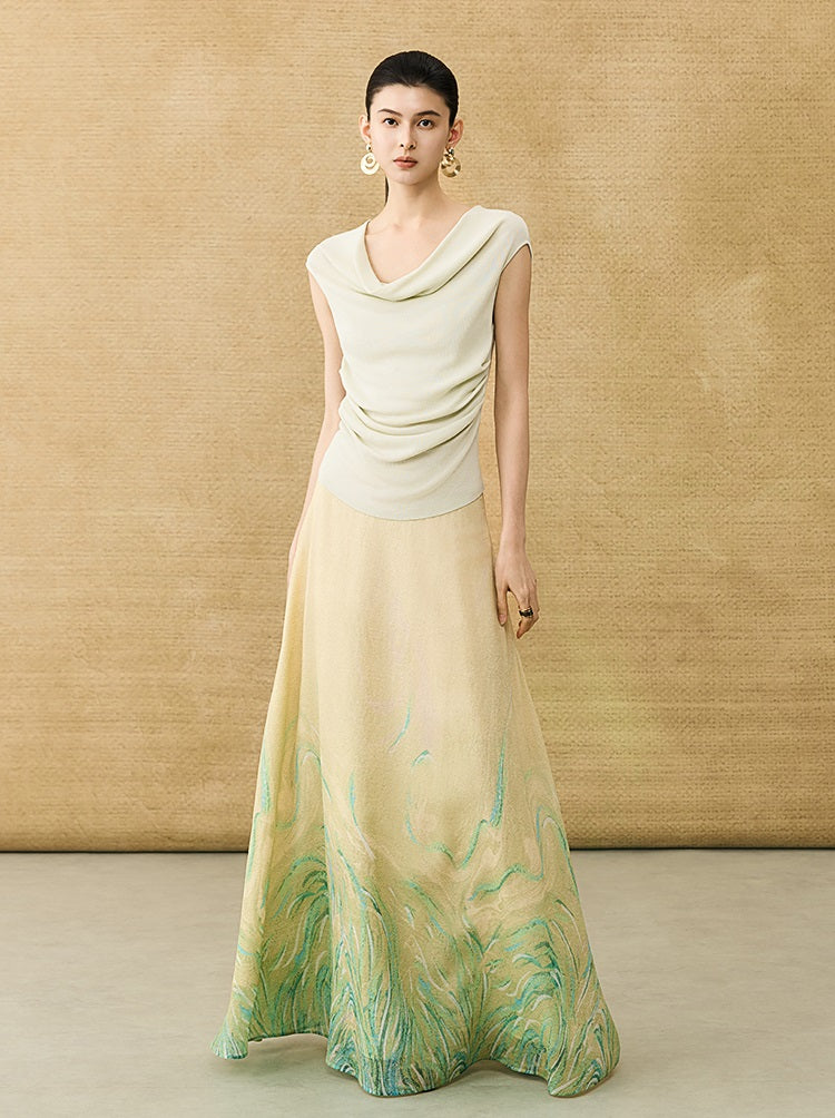 HECO Chinese style swing collar sleeveless knitted sweater T-shirt - HEART.