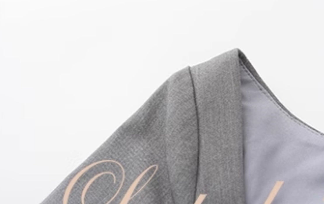 Le palais vintage Girlfriend Grey Suit Dress + Fishbone Waist Closure Sexy Suit-GREG.