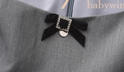 Le palais vintage Girlfriend Grey Suit Dress + Fishbone Waist Closure Sexy Suit-GREG.