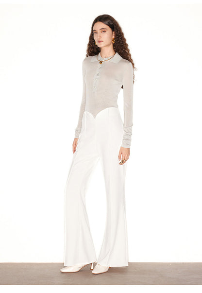 ATELIER MISS LU vintage style long sleeves ice feeling knit top - FORTUNE