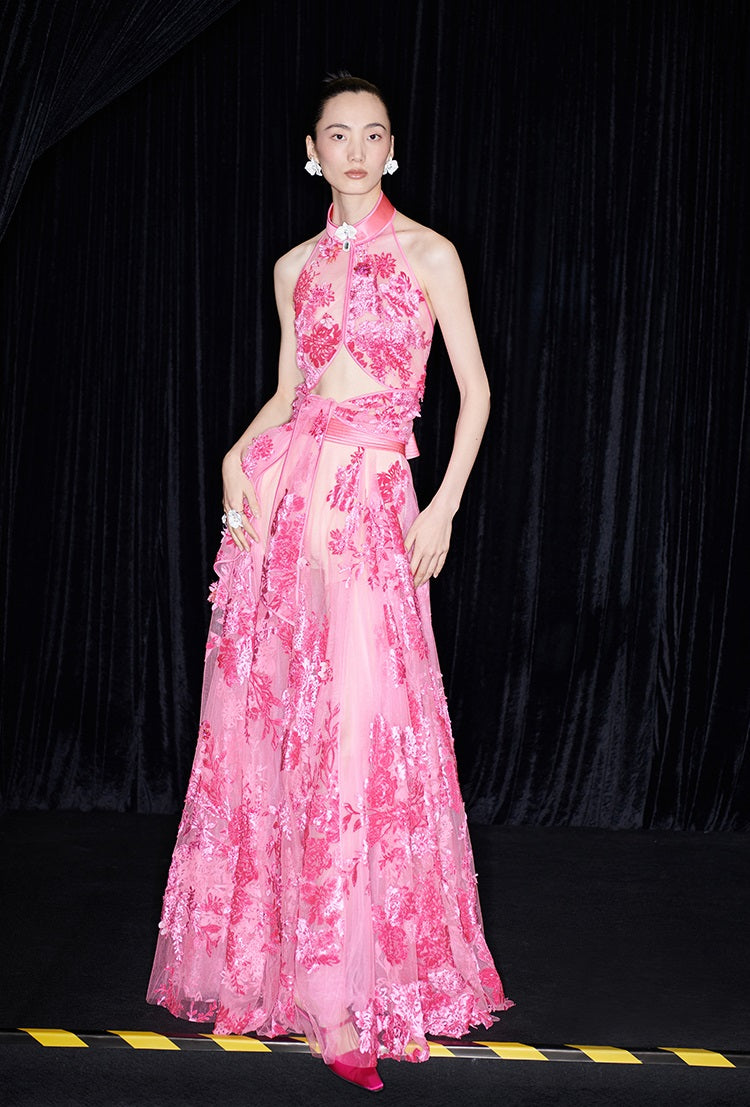 M essential Ma Kai designer falling flower embroidery nail bead lace-up top - PACK.