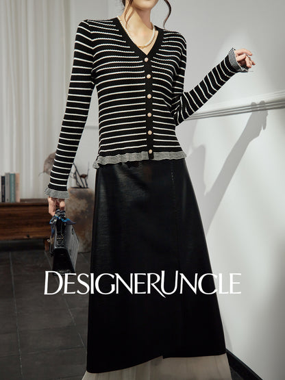DGU "Ink Sequence" special black temperament and versatile slimming design striped jacket -  Francis ?