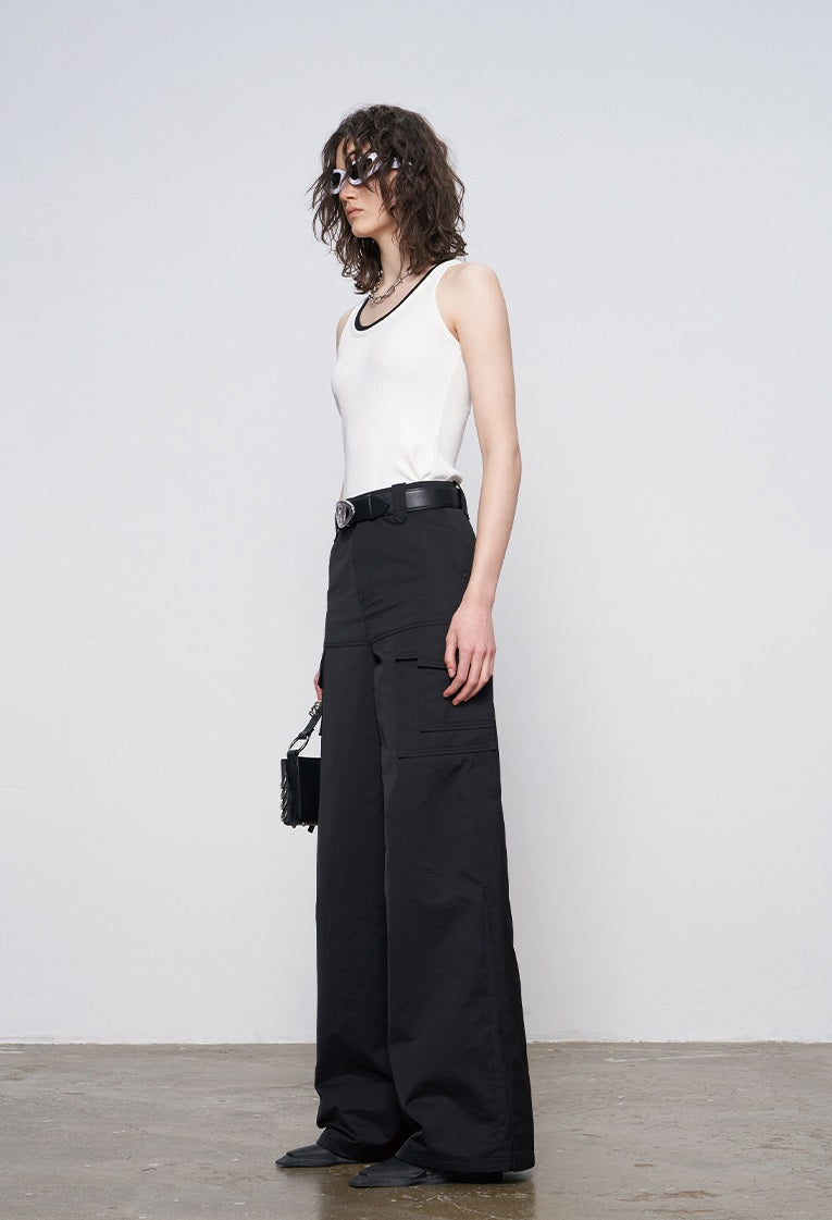 ANNAKIKI Slacks Fall and Winter Double Pocket Cargo Culottes-CHIXURU