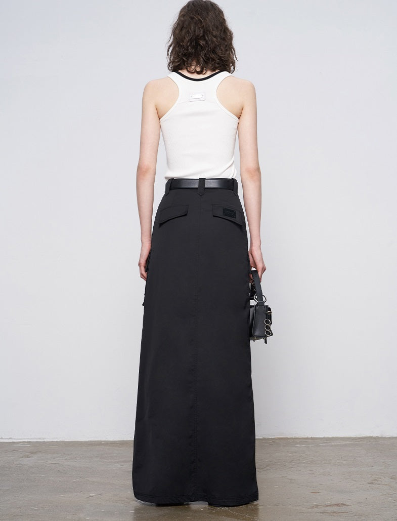 ANNAKIKI Slacks Fall and Winter Double Pocket Cargo Culottes-CHIXURU