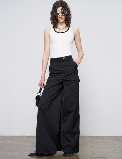 ANNAKIKI Slacks Fall and Winter Double Pocket Cargo Culottes-CHIXURU