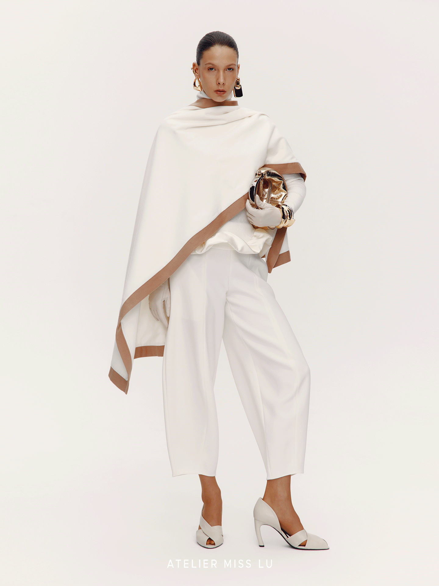 AtelierMissLu [Queen of the Moon] Old Money Style Contrasting Sheep Wool Blend Scarf - TENSE