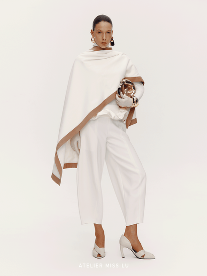 AtelierMissLu [Queen of the Moon] Old Money Style Contrasting Sheep Wool Blend Scarf - TENSE