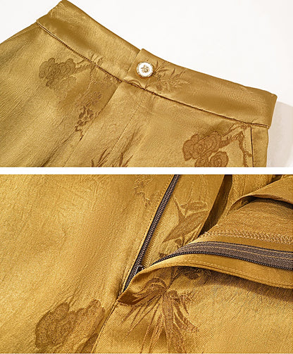 HECO Texture Jacquard Draping Straight Wide-legged Pants Women - GOOD.