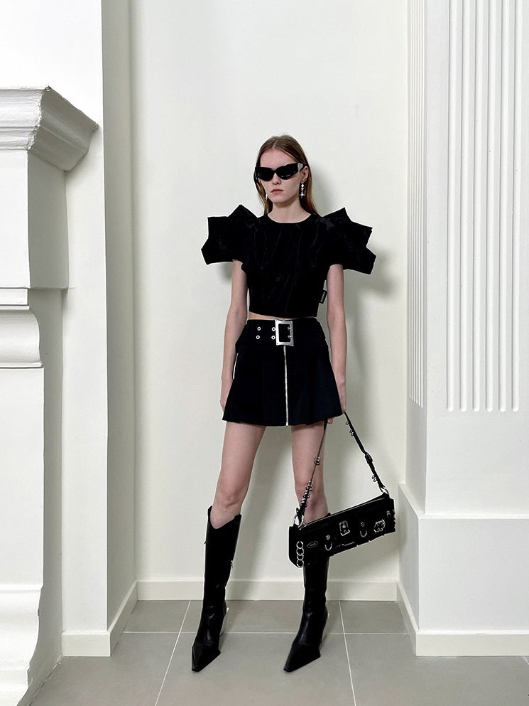 ANNAKIKI 3D Sonic Silhouette Cropped Top - JOSE.