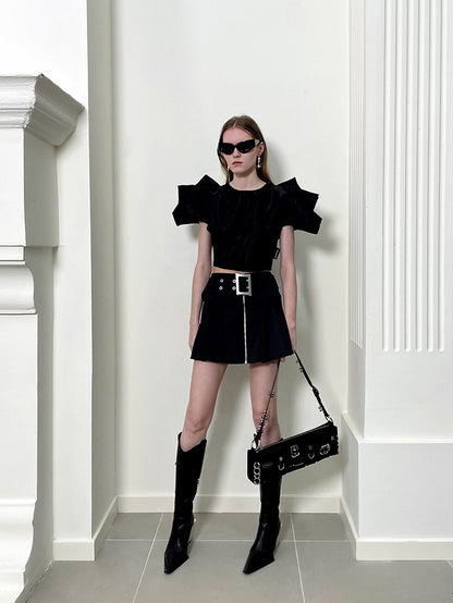 ANNAKIKI 3D Sonic Silhouette Cropped Top - JOSE.