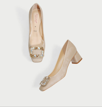 pjjuu new Chinese style cheongsam block heel - LIT