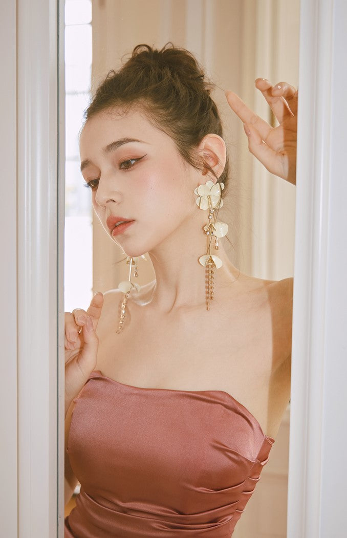 DOLLY Elegant French Style Sleeveless Tube Top Slim Fit Satin Short Dress-KARALINA