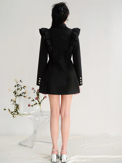 CHECOCRE Love Commuting Slimming Single-breasted Suit Little Black Dress - MAYA