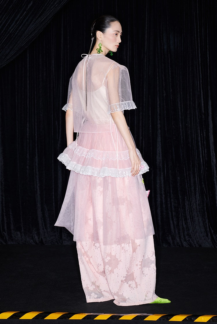 M essential Mackay designer brand mesh hand-painted morning glory vest - SAFE.