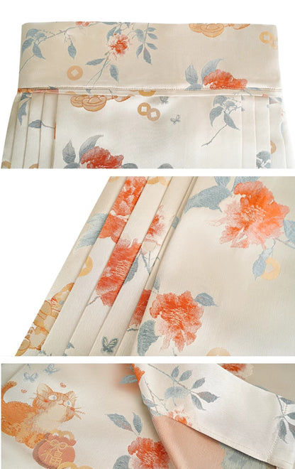 HECO Jacquard Horse Face Pleated Maxi Skirt  - COARSE.