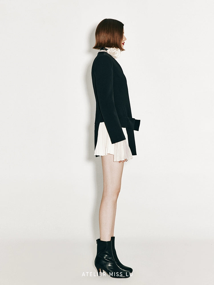 ATELIER MISS LU Fall/Winter pleated panel low-waisted long-sleeved dress - ALPHA