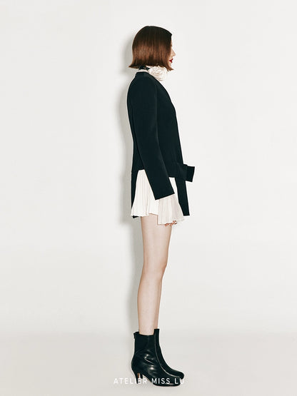 ATELIER MISS LU Fall/Winter pleated panel low-waisted long-sleeved dress - ALPHA