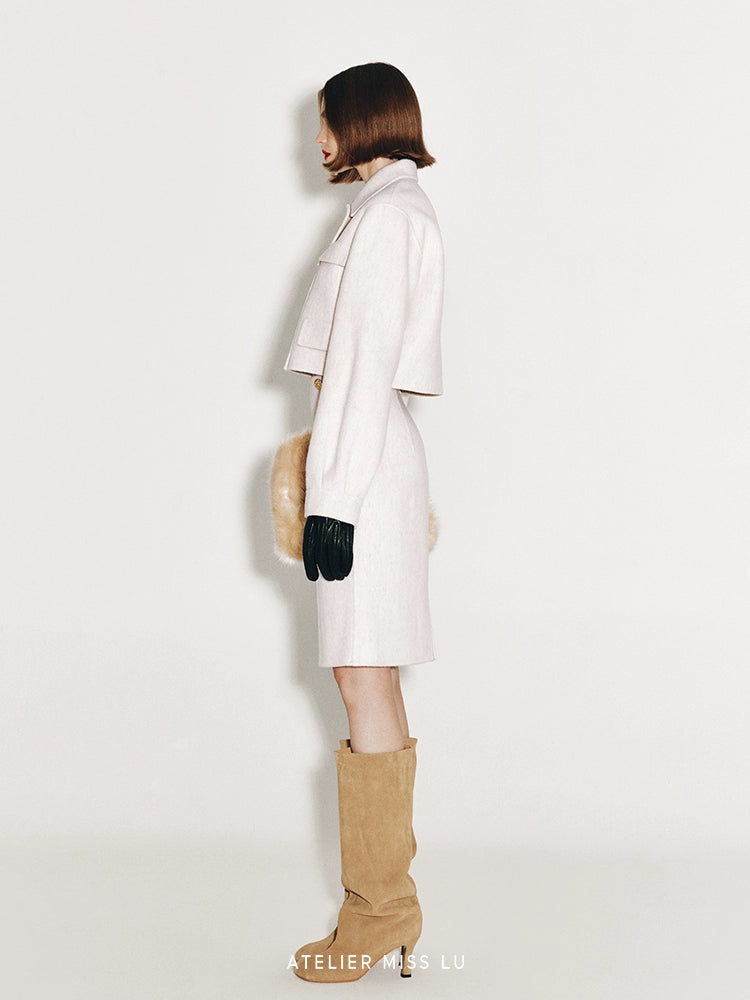 ATELIER MISS LU Vintage Cut-out Sheep Wool Double-faced Tweed Jacket - MARIA