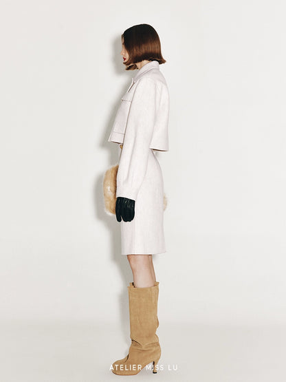 ATELIER MISS LU Vintage Cut-out Sheep Wool Double-faced Tweed Jacket - MARIA