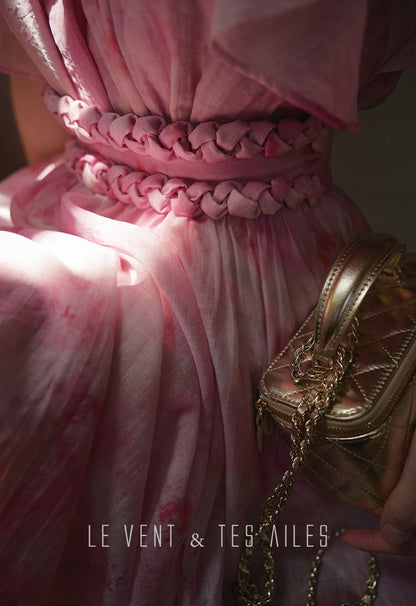 LE VENT&TES AILES Sakura Tencel Smudge Slip Skirt Loose Top Handmade-BECCA