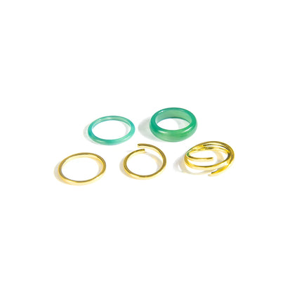 TUYUE natural ice green chalcedony agate ring set- JAMAL.