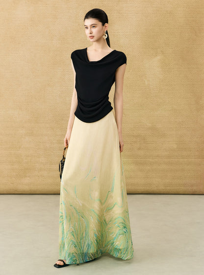 HECO Chinese Style Gradient Print Summer Temperament Charm Skirt - ZADE.