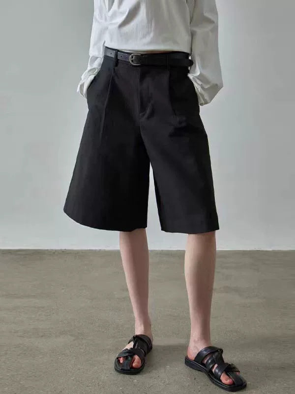 NOTHING WRITTEN pattern shorts high-waisted casual wide-leg cropped pants-GWEN.