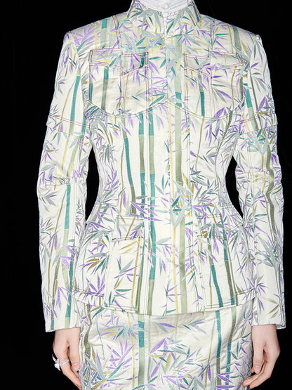 M essential Mackay designer jacquard tunic jacket pencil skirt suit set - Qizhu