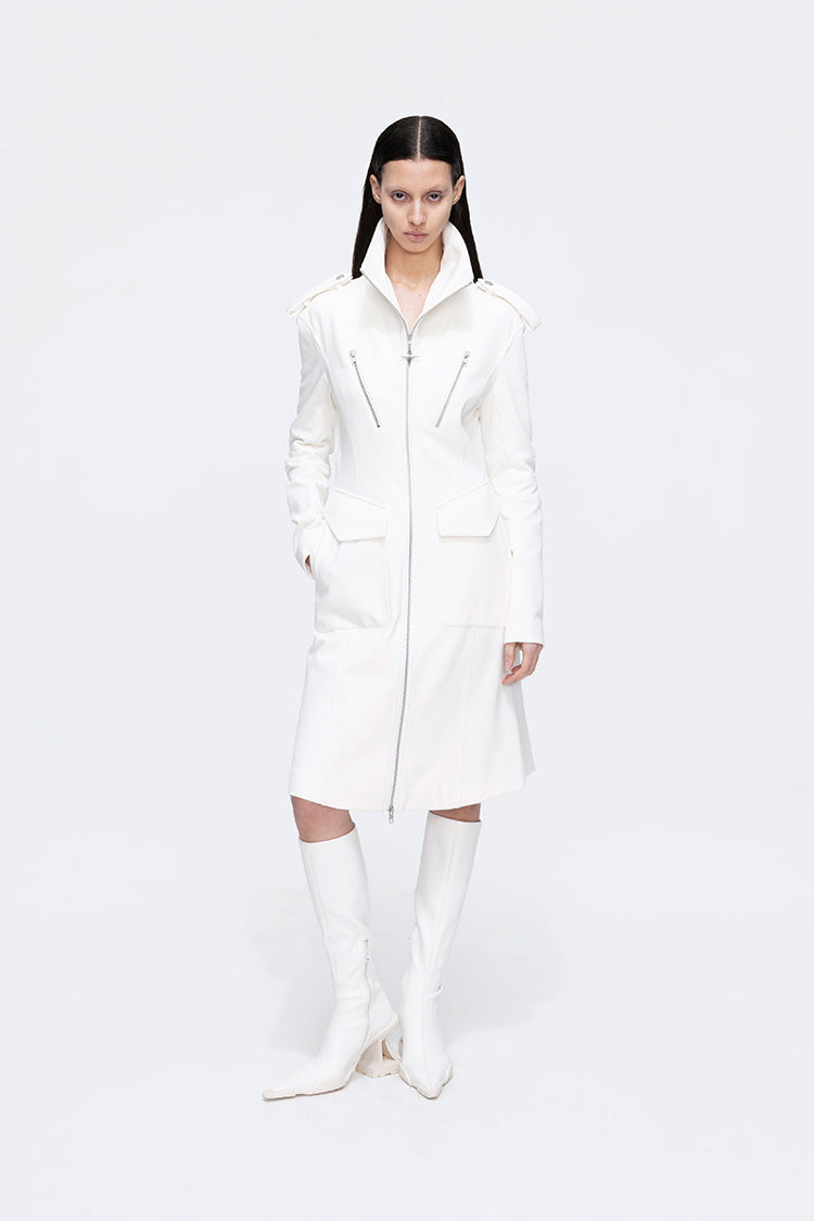 ANNAKIK niche four-pointed star function stand-up collar mid-length coat-HUILIN