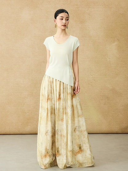 HECO Chinese Versatile Beveled Side Buckle V-Neck Knit Top - BREA.