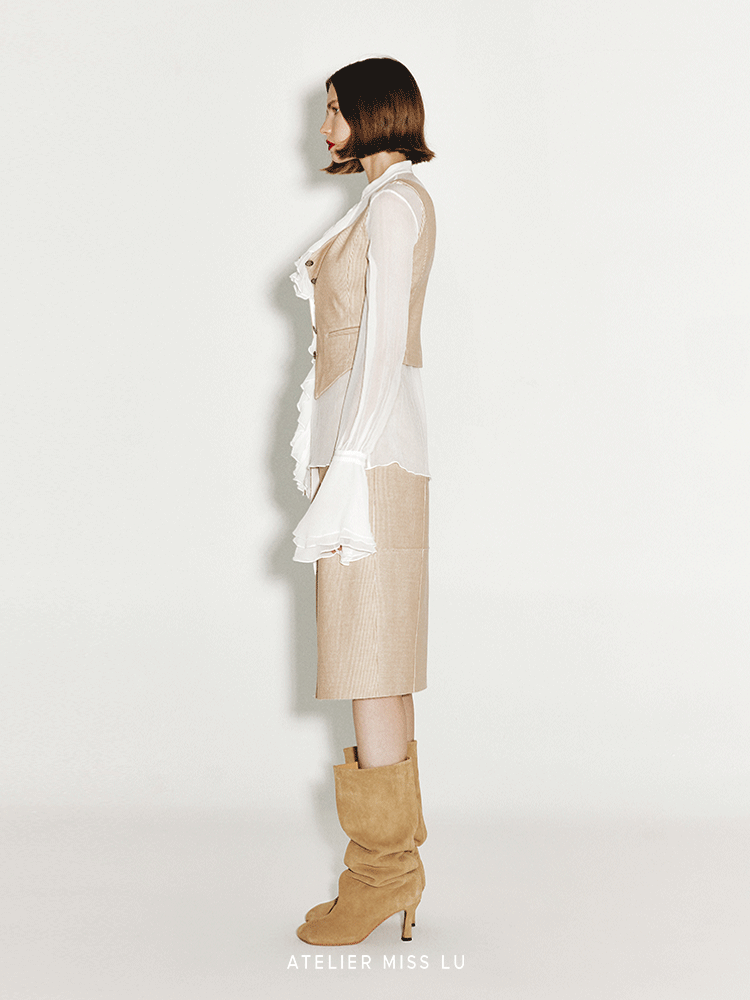 ATELIER MISS LU French wool corduroy waisted vest - STEVE.