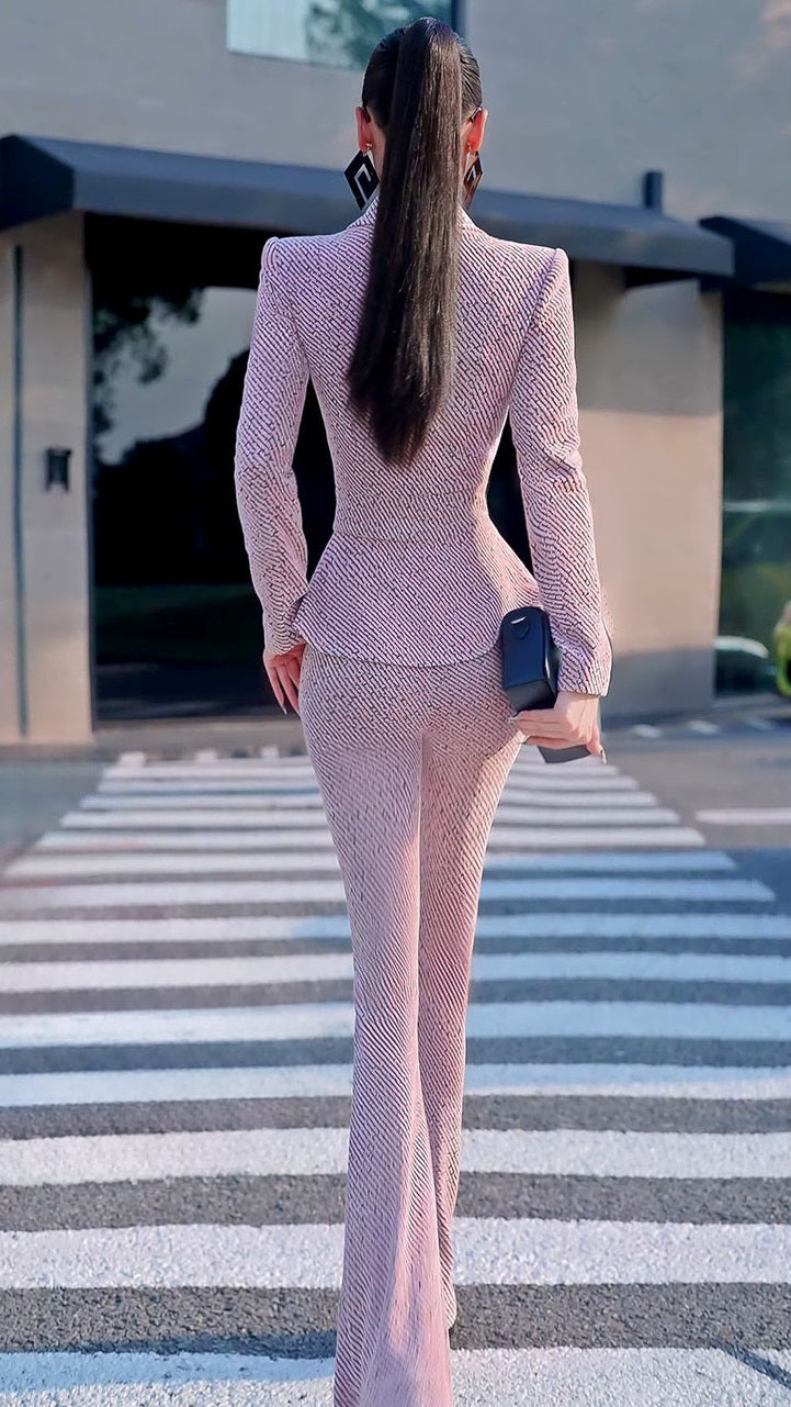 VJE OL Top High-Waisted Micro Flared Pants Two-Piece Set-DANA.