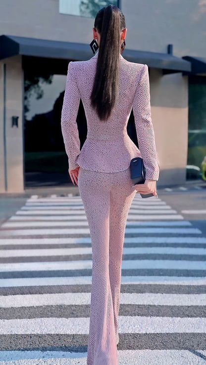 VJE OL Top High-Waisted Micro Flared Pants Two-Piece Set-DANA.