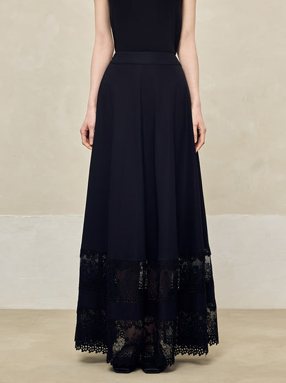 HECO Acetate Hollow Lace A-line Long Skirt women - FLOW.