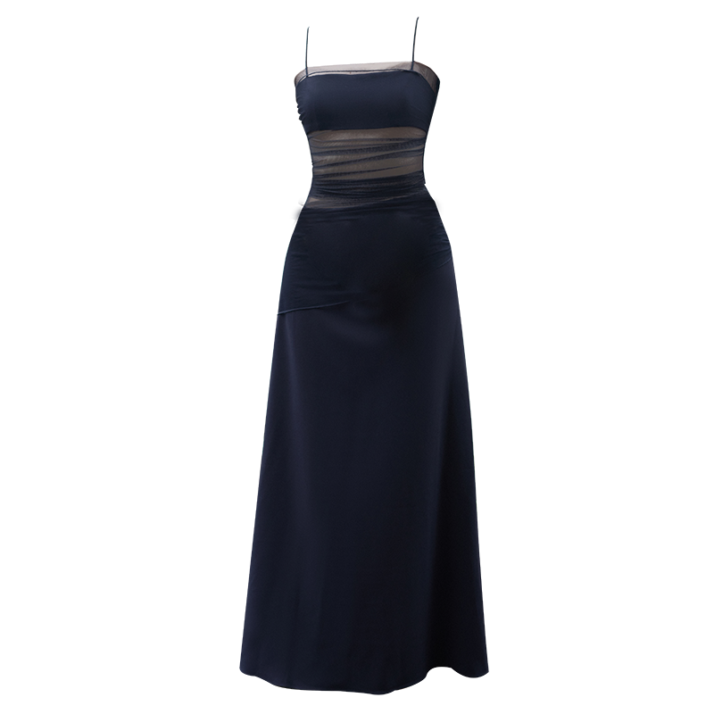 GOUDIN black long style luxury evening dress-KAJA.